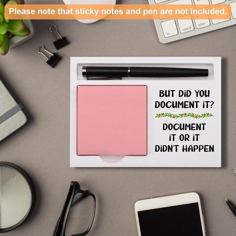CINRLLA Funny Desk Note Holder for Office, But Did You Document It? Quote Sign, White Wood Pen and Sticky Note Organizer Tray, Gift for Coworker, Boss, Teacher, Nurse, Workplace Decor, NPB601 - Image 4
